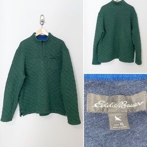 Eddie Bauer Green Quilted Insulated 1/2 zip Men’s